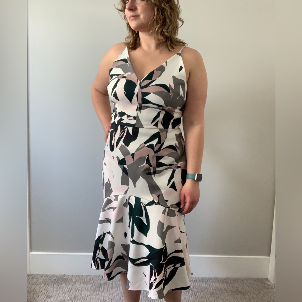 Cooper Street Tropical Print Midi Dress White